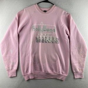 Vintage Hollywood Sweater Womens XL Pink 90s Fleece Jogger Showgirls USA Made